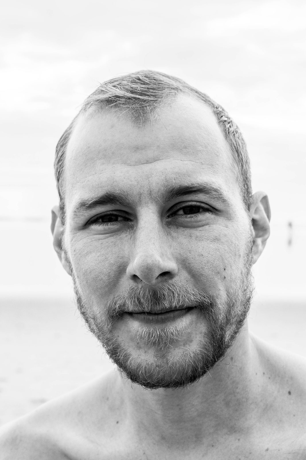 Portrait, overcast beach